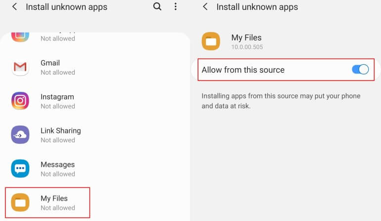 How to allow apk on android.
