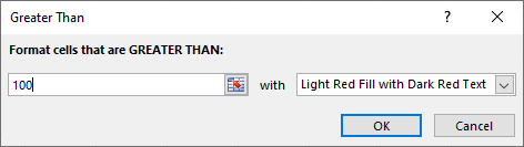 Conditional formatting greater than value