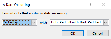 Conditional formatting date occurring in cell of Excel