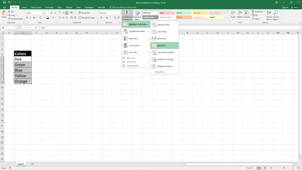 Conditional Formatting Excel