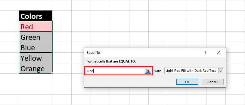 Change background color of a cell with conditional formatting