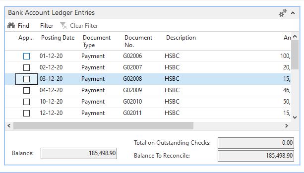 Bank Ledger entries in Nav