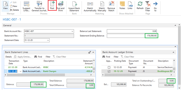 Bank Reconciliation Dynamics Nav