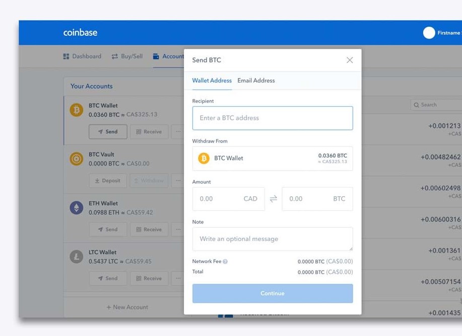 How do you send bitcoin from coinbase investing in litecoin vs ethereum