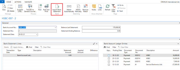 Import Bank Statement to Microsoft Dynamics Navision