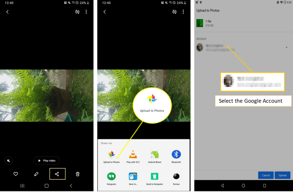 Upload images to Google photos