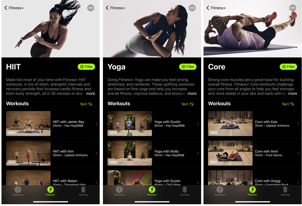 Apple Fitness+ Workouts