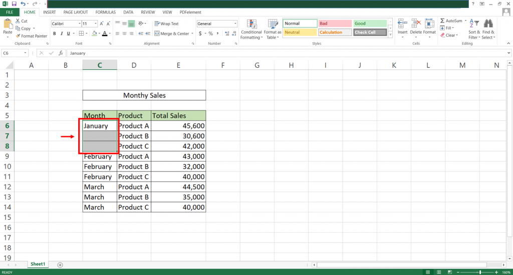 select a range of cells