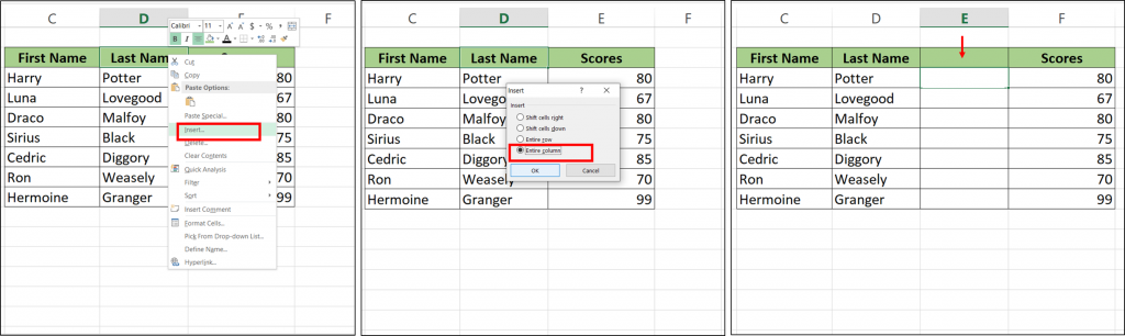 add new column in excel 