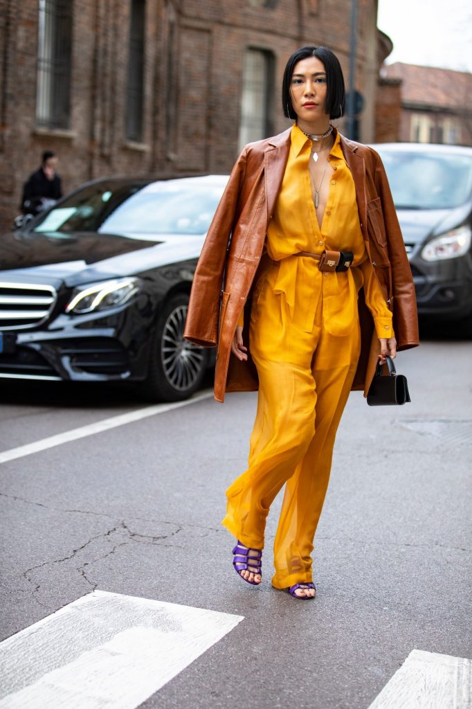 Yellow and camel color dresses