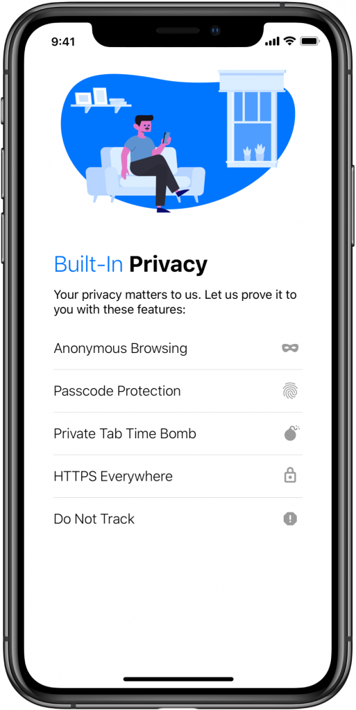 Privacy features of the Cake web browser