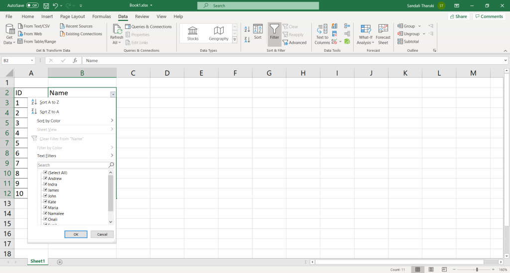 Alphabetize in Excel