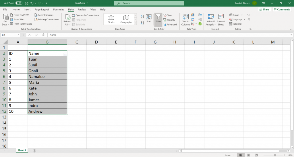 Alphabetize in Excel