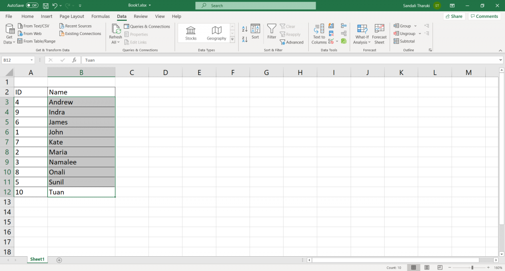 Alphabetize in Excel