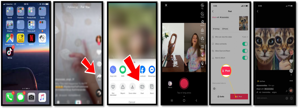 Step guide on how to duet on TikTok
