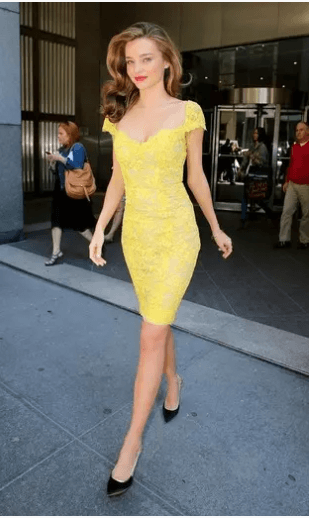 Yellow lace sheath dress