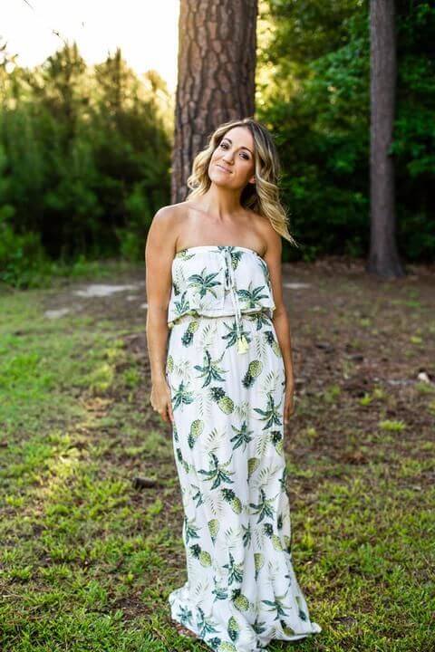 Pineapple Print Maxi Beach Dress