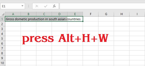 Wrap text in Excel using short cut keys