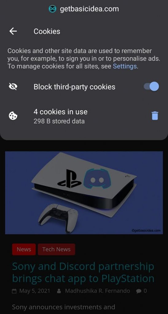 Clear cookies on Android from a single site