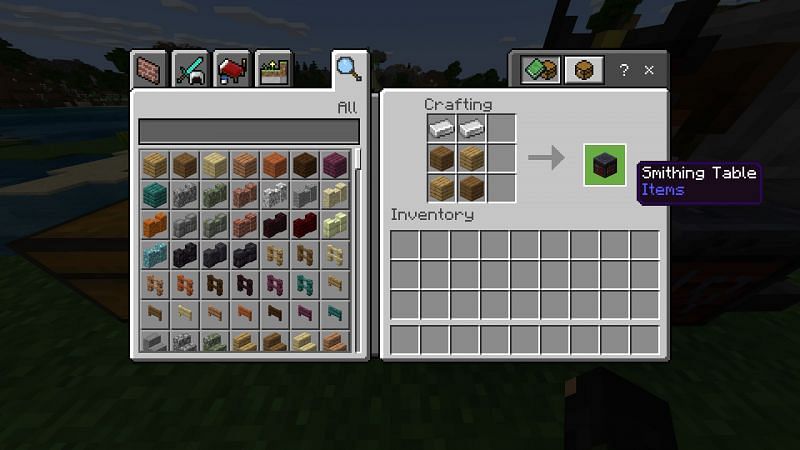 Crafting recipe of Smithing Table Minecraft