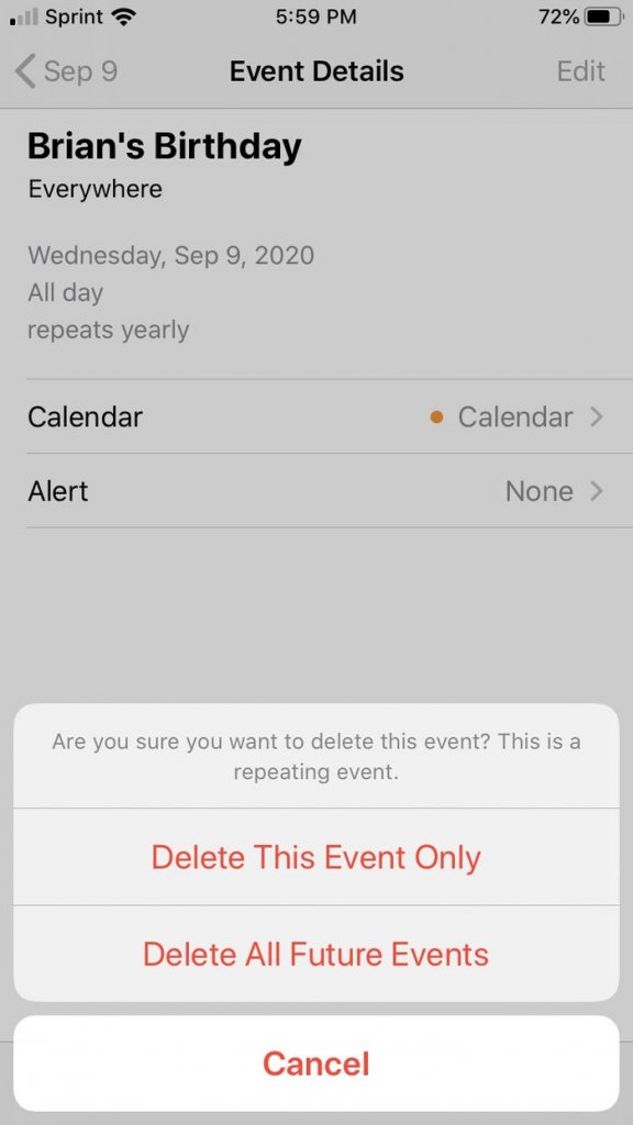 Delete calendar events on iPhone easily