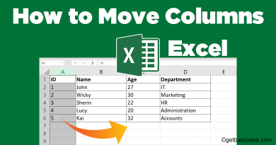 How to move columns in Excel