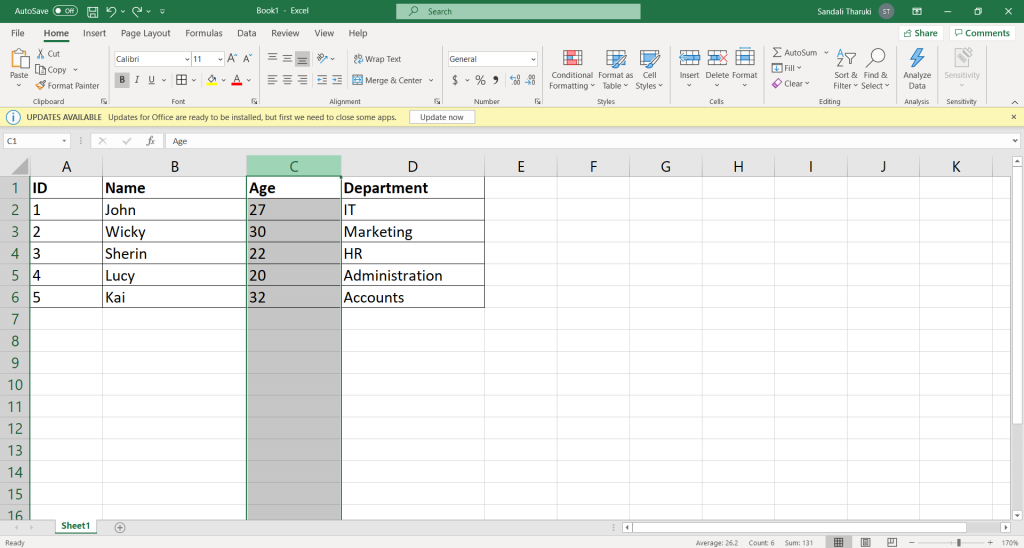 Move columns in Excel - Cut and Insert method