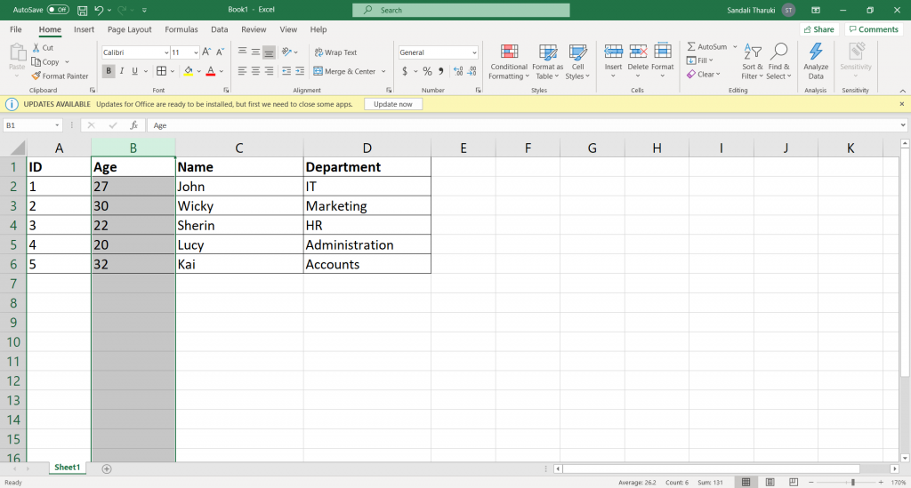 Move columns in Excel