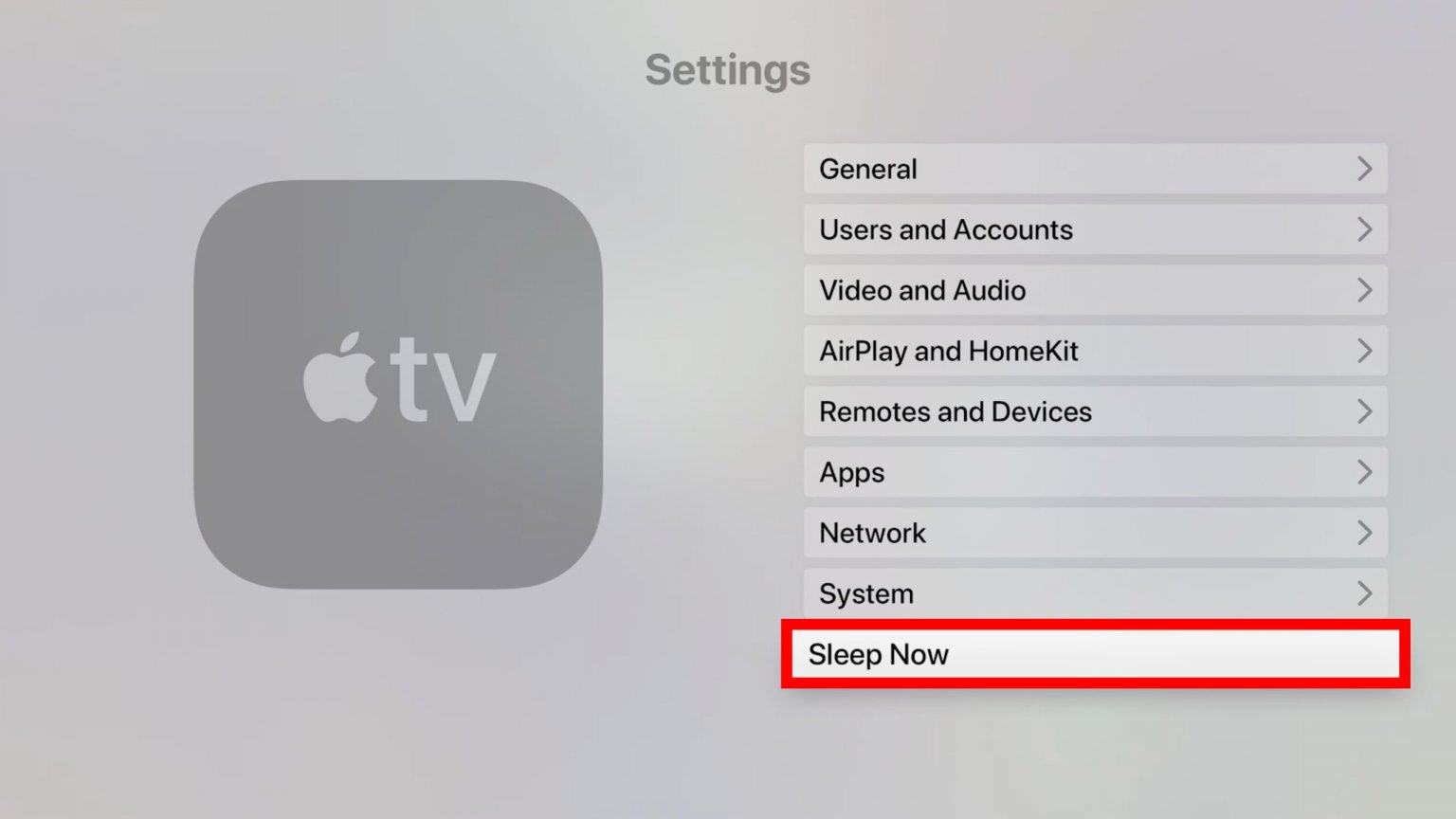 How to turn off Apple TV by Home button and activating sleep mode