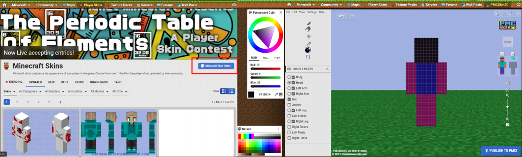 Minecraft skin editors