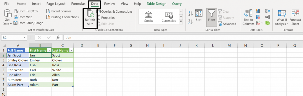 This image indicates the step 7 of method 4 in split the cells in excel