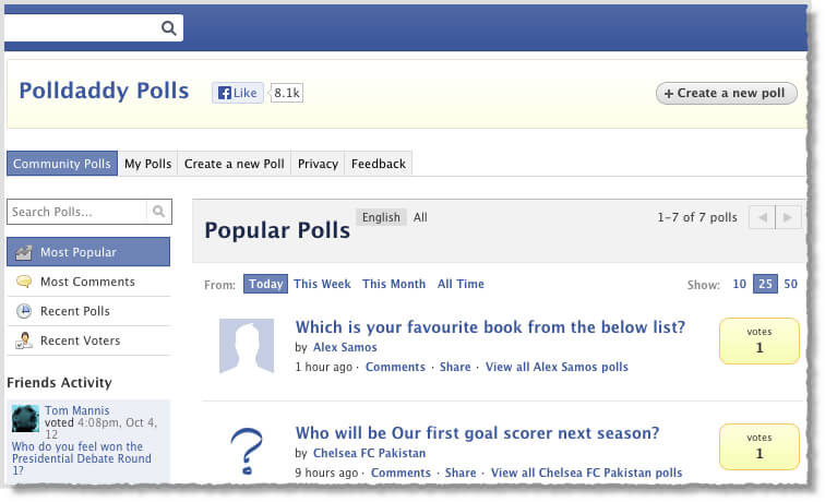 You can create a Facebook poll for productive and entertainment purposes.