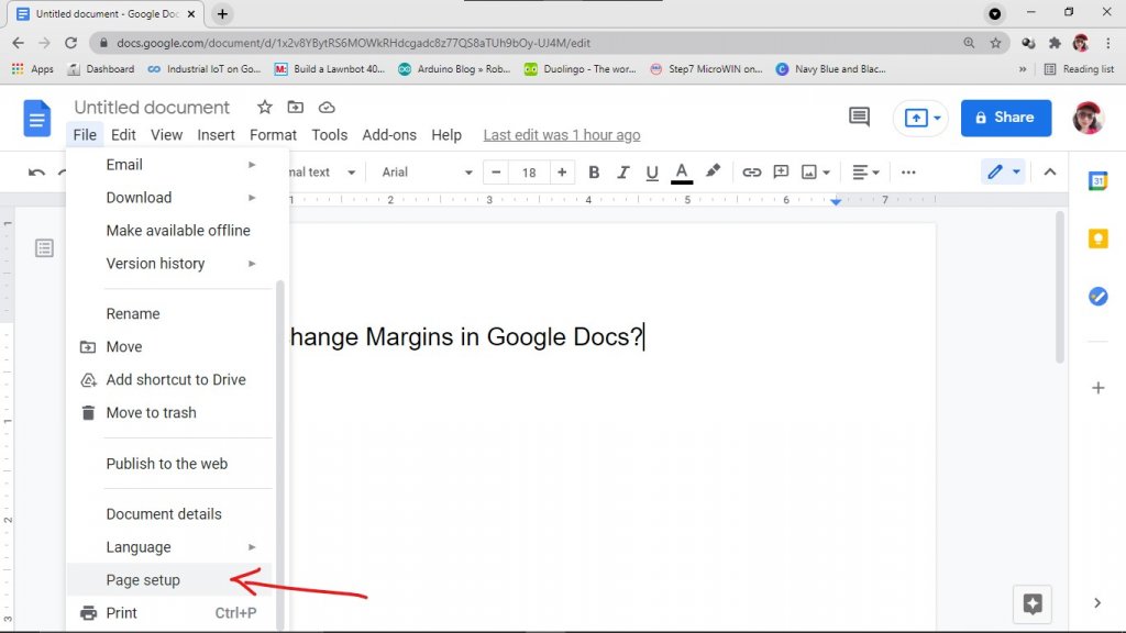 Go to Page setup to change margin precisely. 