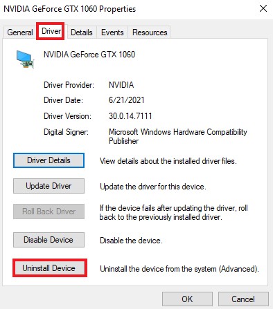 Go Device Manager >> Driver >> Uninstall Device to uninstall Nvidia drivers