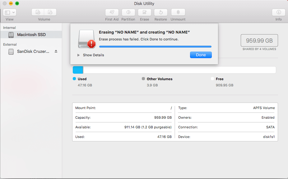 Select Erase to format SD card on Mac.