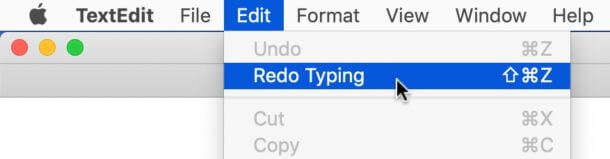 Use the edit menu to undo