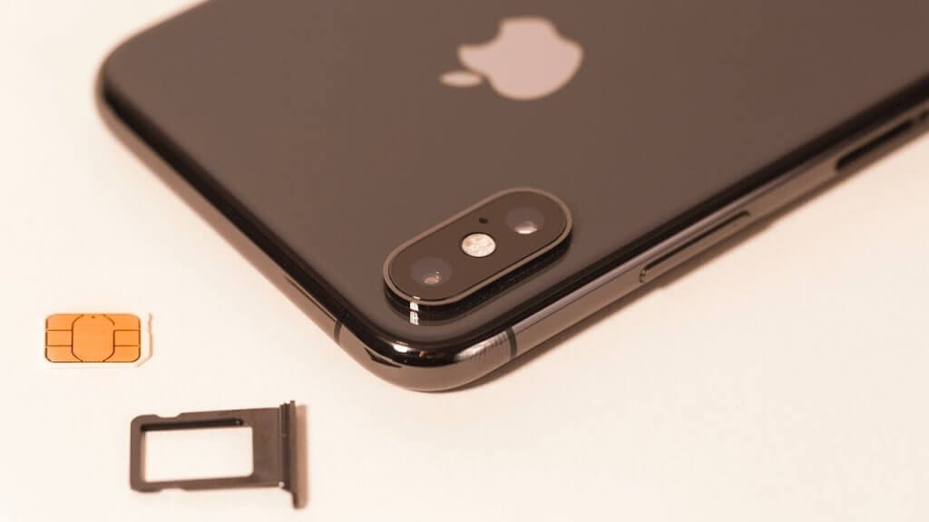 The sim port of Apple iPhone X.