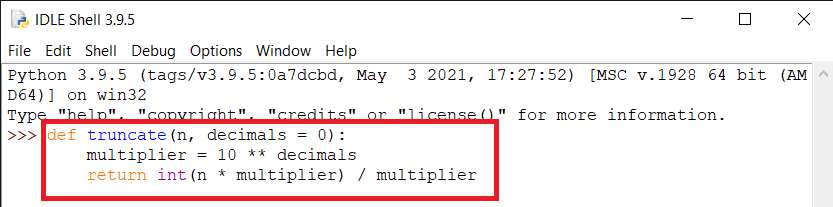 this image shows the function for truncation