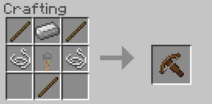 Crafting Crossbow in Minecraft.