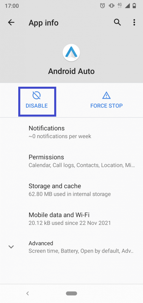 Disable Android Auto