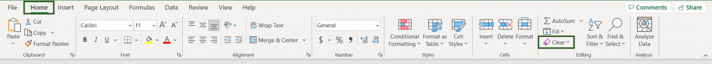 image 1 on how to use clear format option to clear formatting in excel