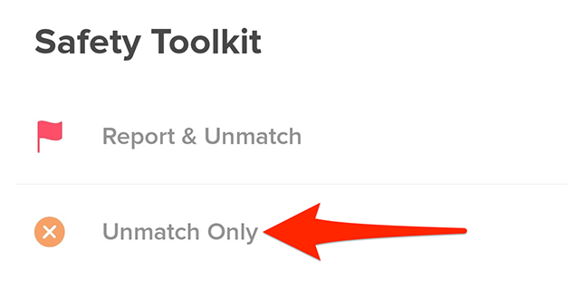 How to unmatch on Tinder - Click "Unmatch Only"
