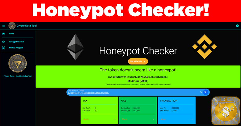 Honeypot checker tool BSC and Ethereum Smart Chain | Scam and rug detector tool