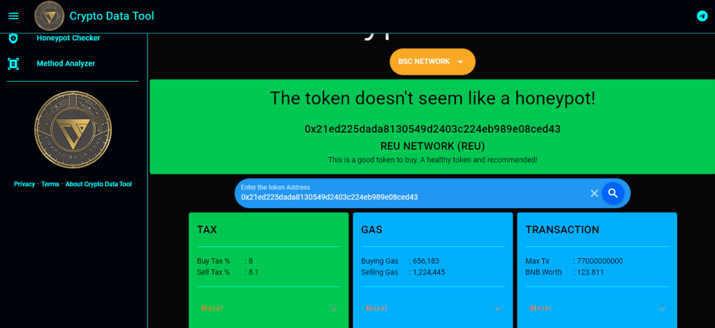 Result of a token | BSC | Ethereum 