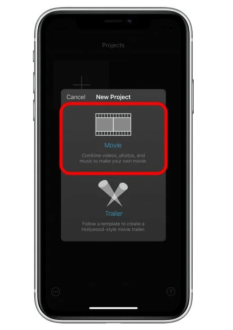 How to combine videos on iPhone: Press Movie