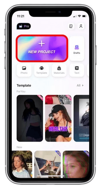 Tap on New Project 