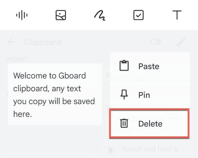 Delete the clipboard item which is saved.