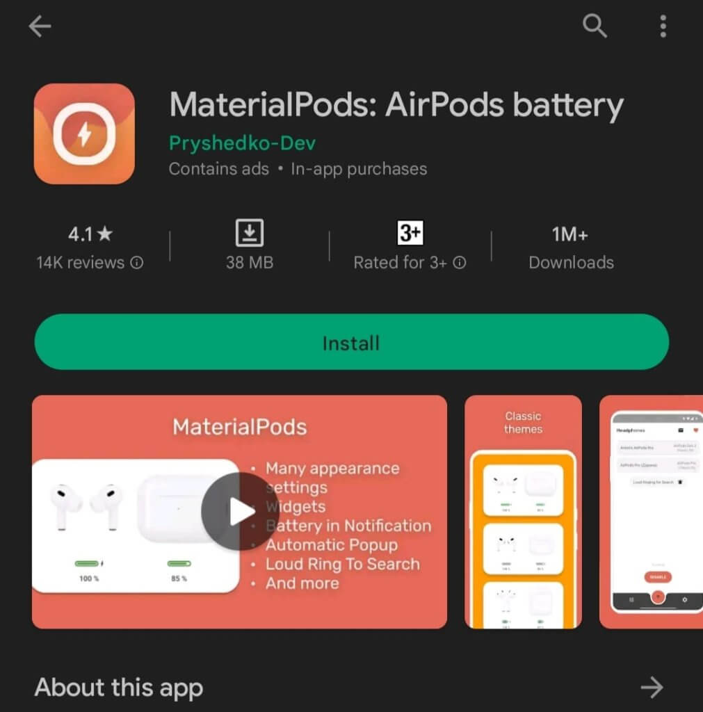 MaterialPods Application on Google Play Store
