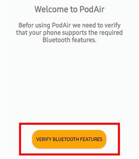 Verify Bluetooth feature on PodAir