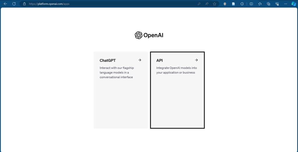 Steps to generate OpenAI API Key: Navigate to the API section